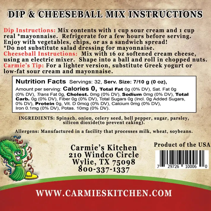Carmie's Kitchen - Fiesta Spinach Dip Mix