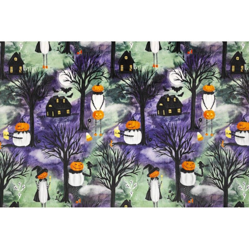 Halloween MINKY Pumpkin Heads Digital 58 Inch wide Price per yard