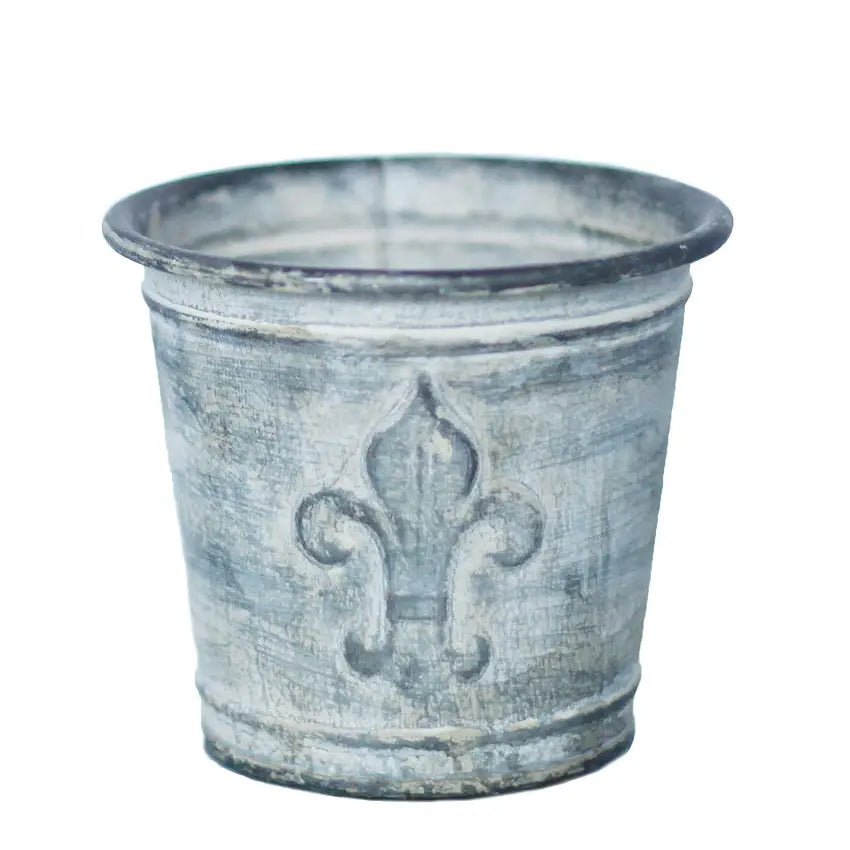 Zinc Finish Fleur de Lis Flower Pot