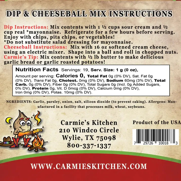 Carmie's Kitchen - Roasted Garlic Dip Mix