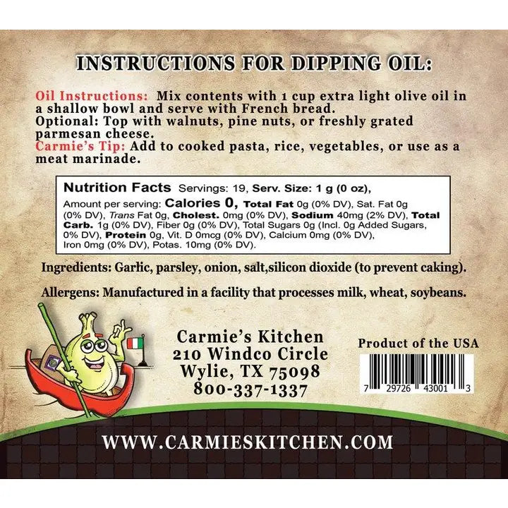 Carmie's Kitchen - Toasted Garlic Dipping Oil Seasoning