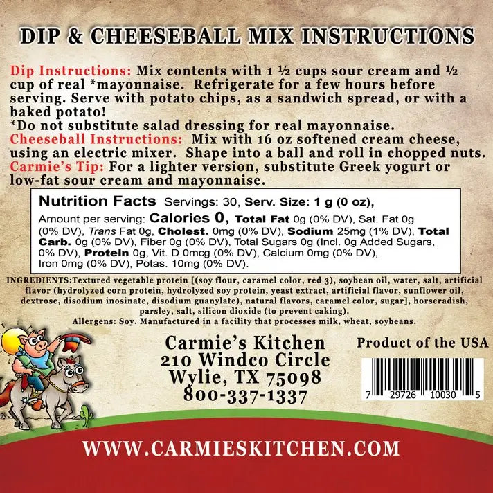Carmie's Kitchen - Bleu Cheese Bacon & Tomato Dip Mix