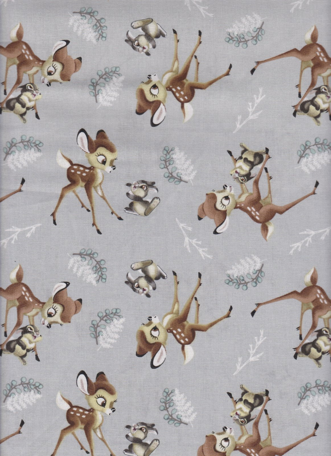 Disney Nursery Bambi and Thumper Toss on White Baby 100% Cotton Price per Yard