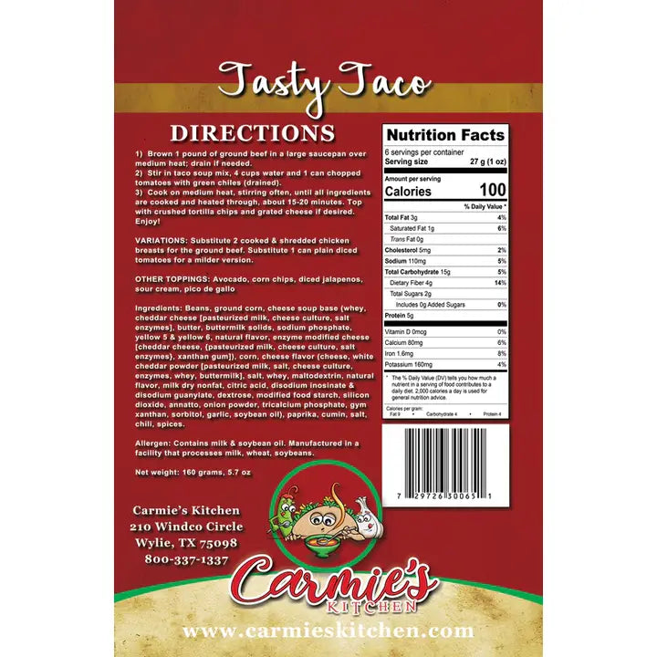 Carmie's Kitchen - Tasty Taco Soup Mix