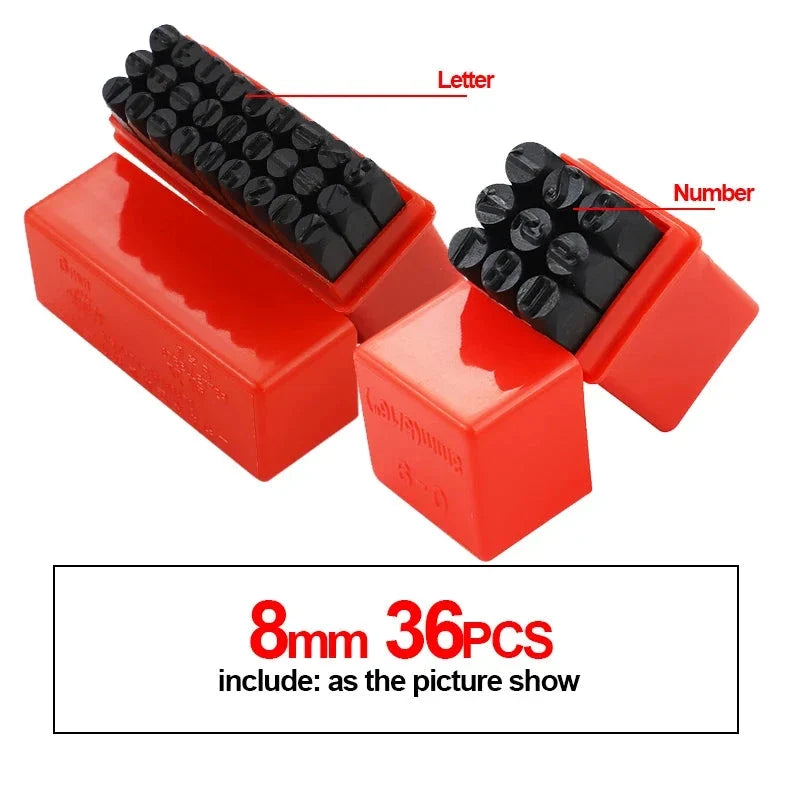 Letter & Number Stamp Punch Set - Hardened Steel for Metal, Wood, Leather (A-Z, 0-9)