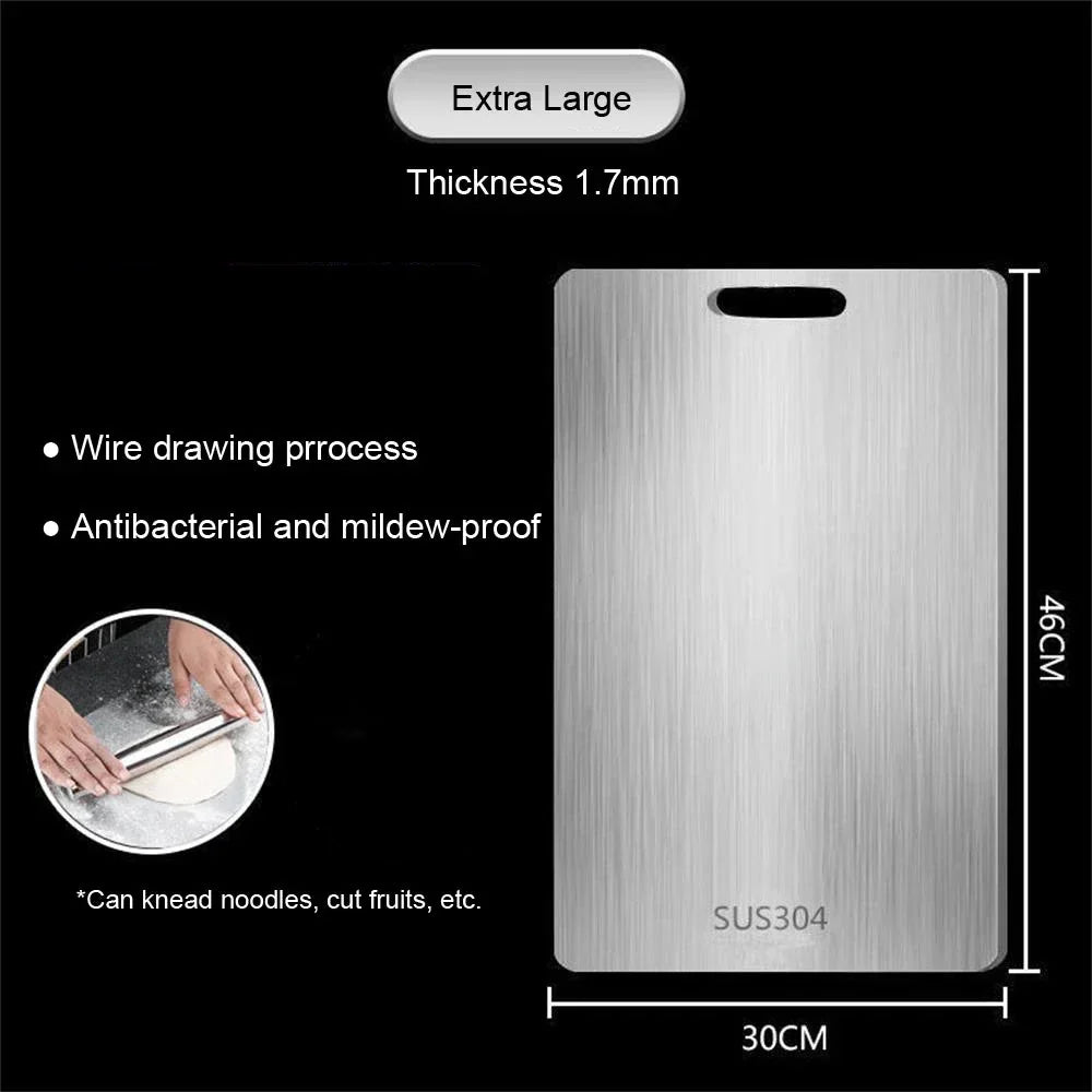 316 Stainless Steel Chopping Board – Thickened Double-Sided Antibacterial Cutting Board for Kitchen & Dough Kneading