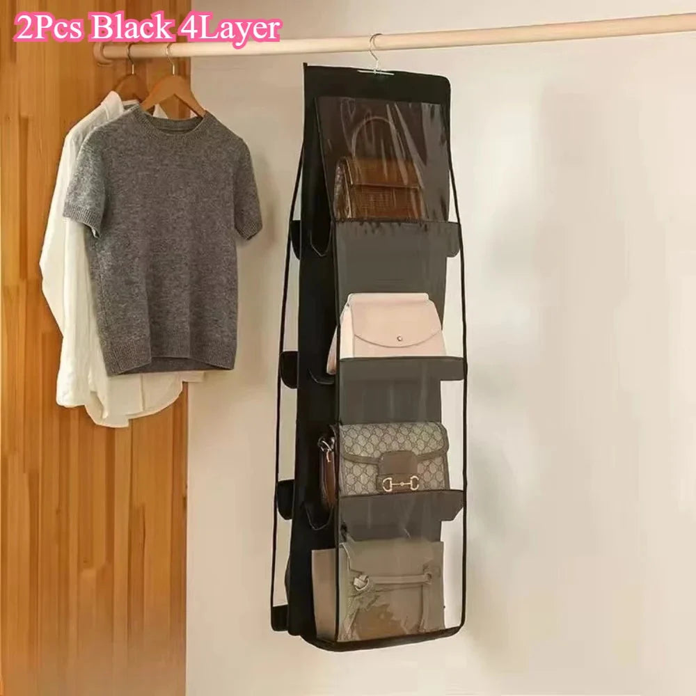 Hanging Closet Organizer Bag - Eco-Friendly 3D Transparent Storage for Tote Bags & Purses