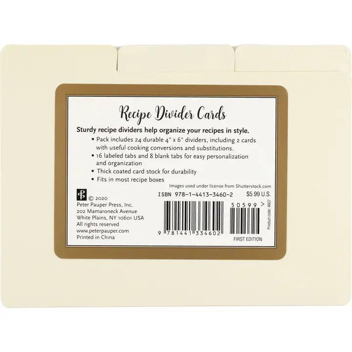 Peter Pauper Press - Recipe Card Dividers (24 pack)