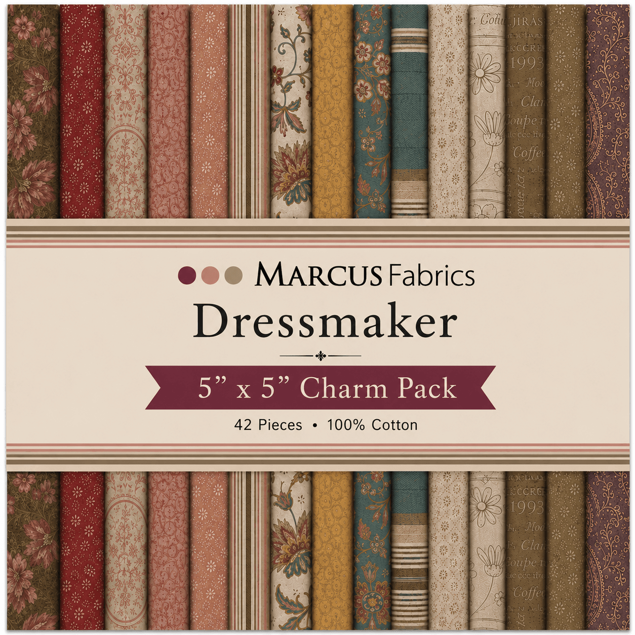 Dressmaker by Marcus Fabrics - 5"x5" Charm Pack (42 Squares)
