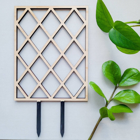 Leaf & Node - Lattice Indoor Wooden Plant Trellis - Standard 10.5"