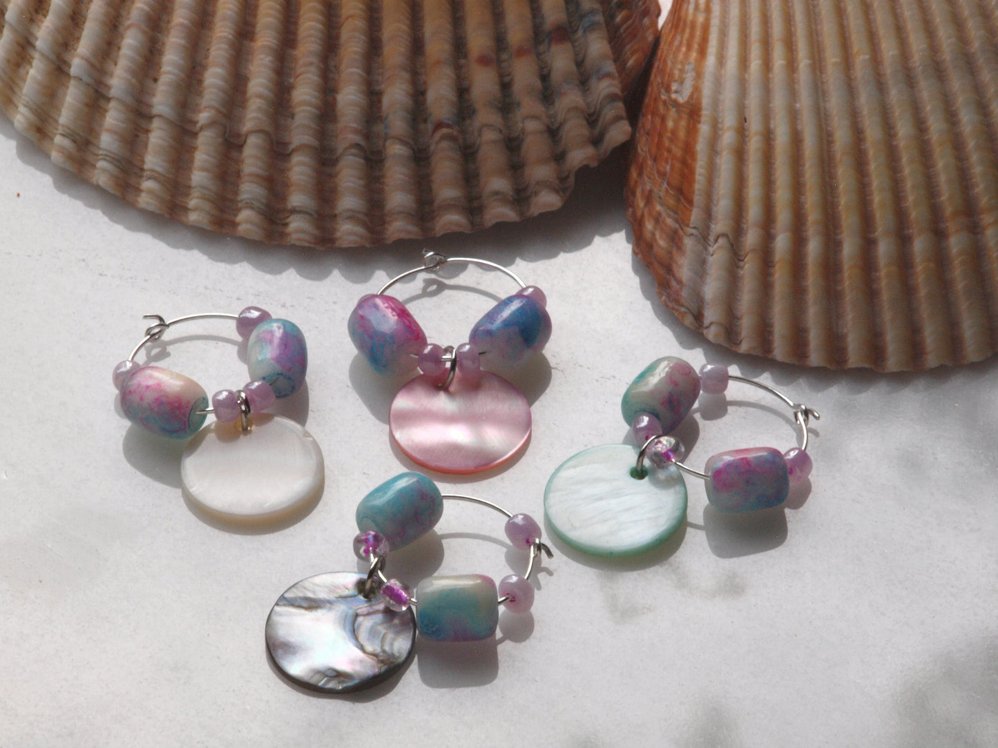 Pastel Shell Wine Glass Charm Set