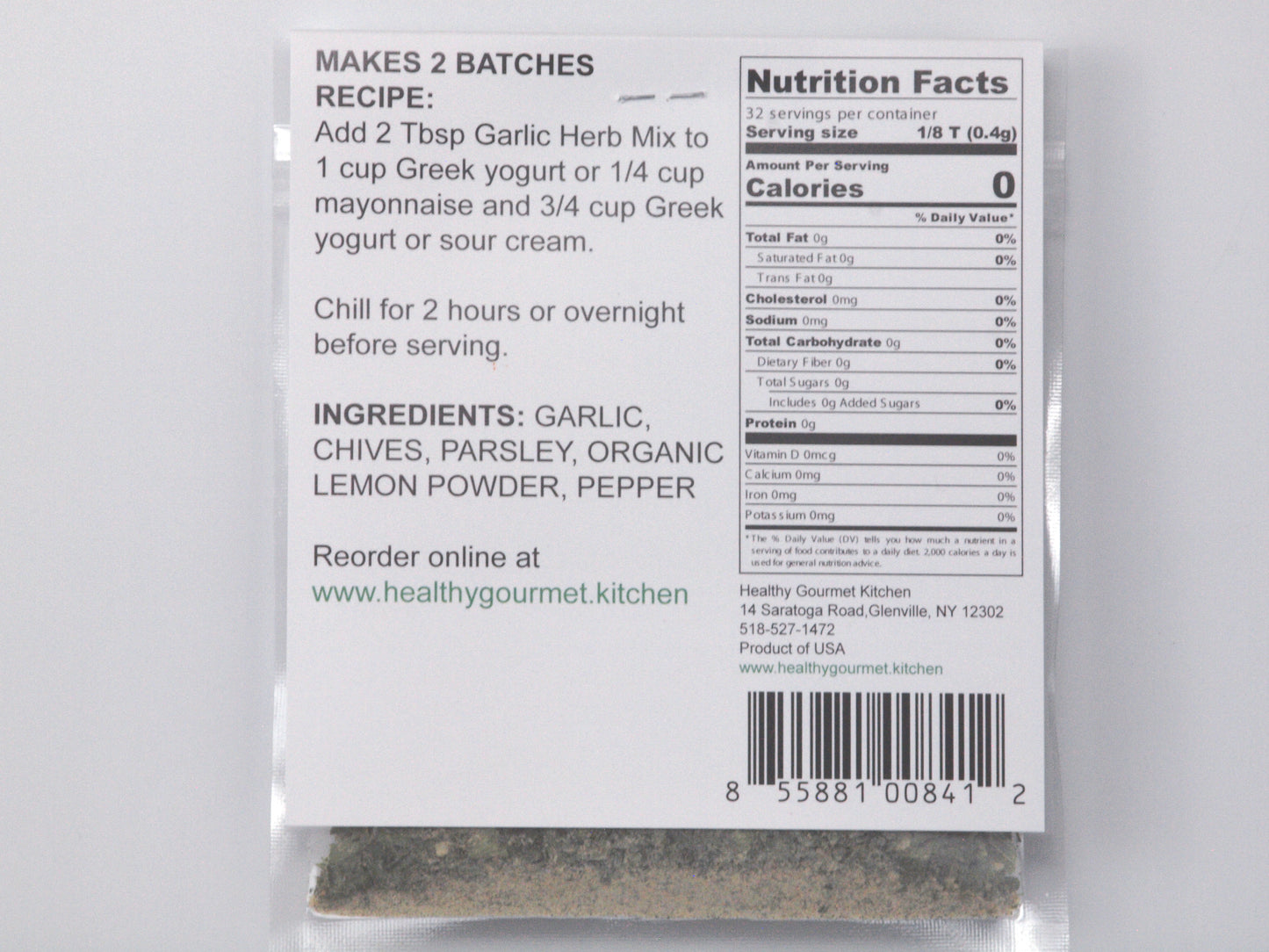 Healthy Gourmet Kitchen - Garlic Herb Dip Mix
