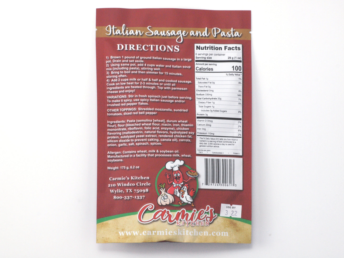 Carmie's Kitchen - Italian Sausage & Pasta Soup Mix