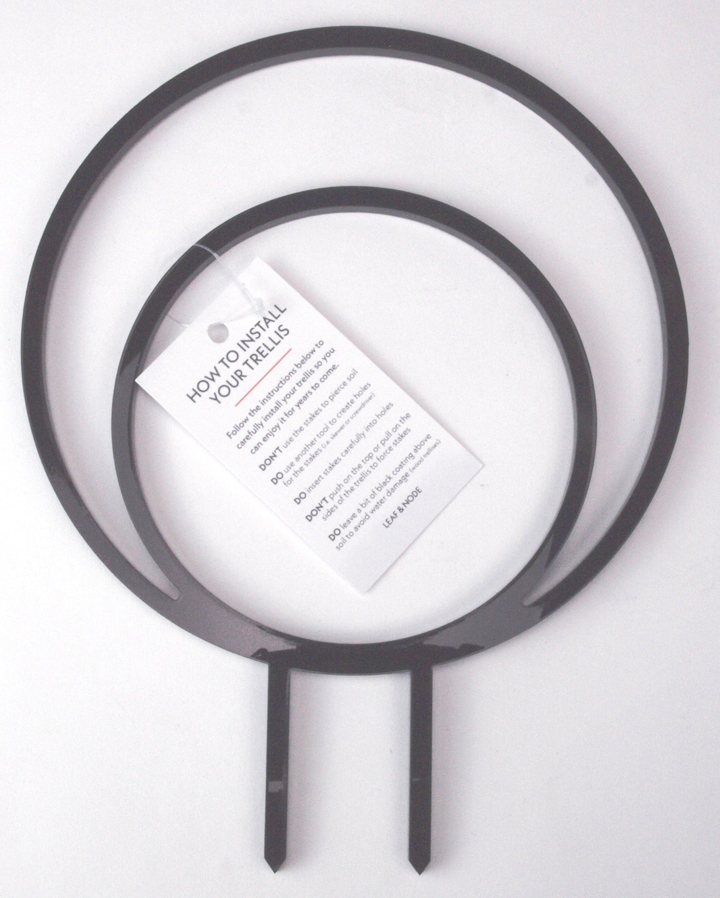 Leaf & Node - Acrylic Double Hoop Indoor Houseplant Circle Trellis - Small/Black
