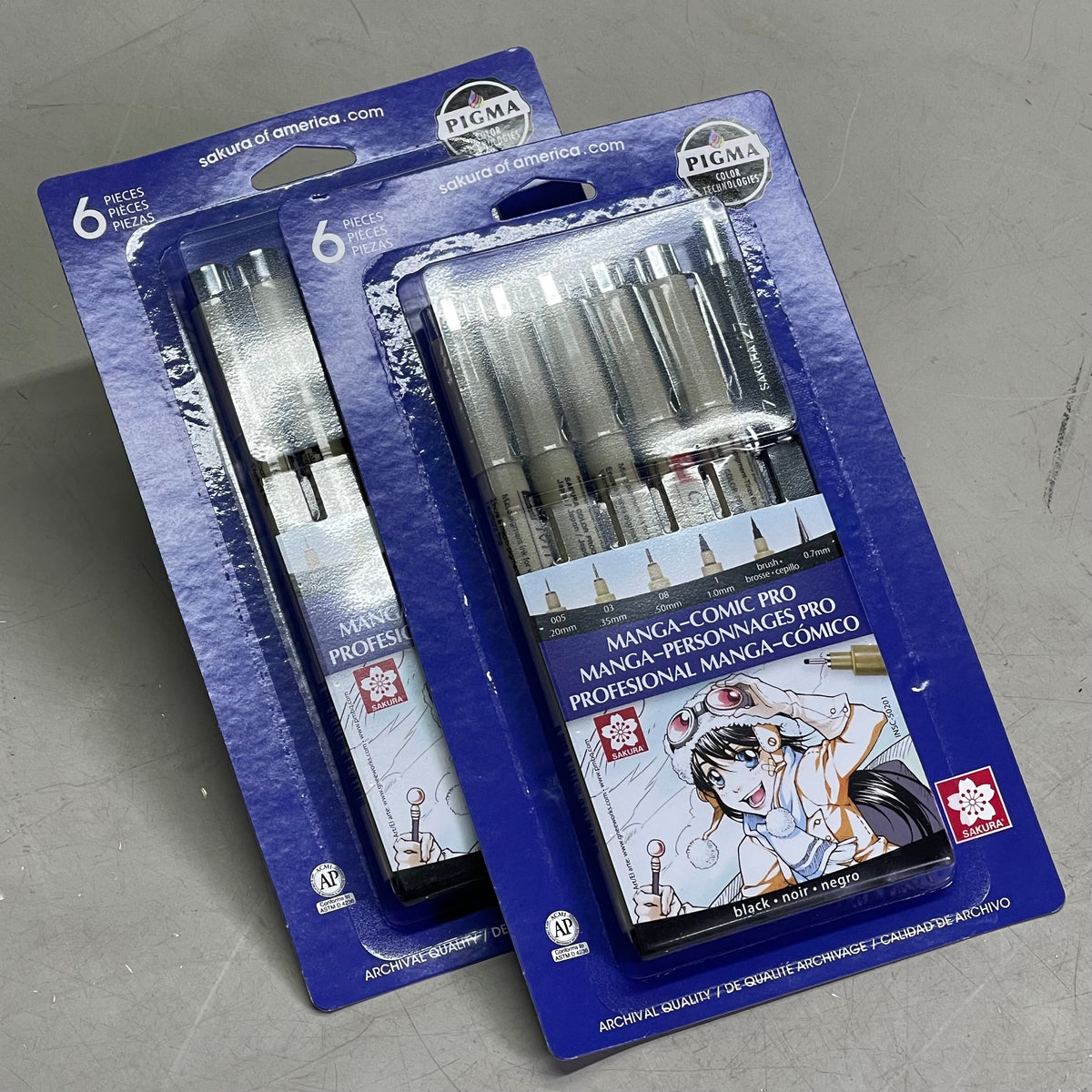 SAKURA (2-PACK) Pigma Micron Manga-Comic Pro Pens .20mm, .35mm, .5mm, 1mm Black 50201