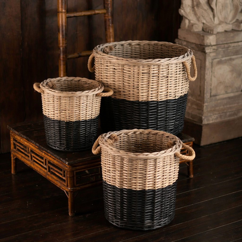 Willow Dipped Black Basket Set