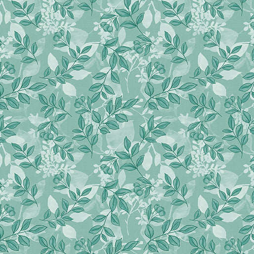Mountain Foliage Teal Cotton 44"/45" Fabric Per Yard