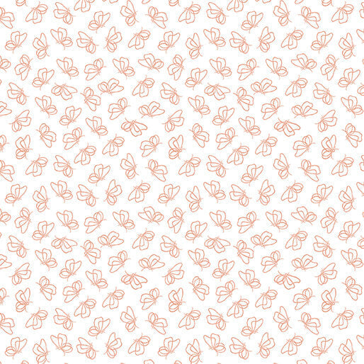 Flutter By White/Peach Cotton 44"/45" Fabric Per Yard