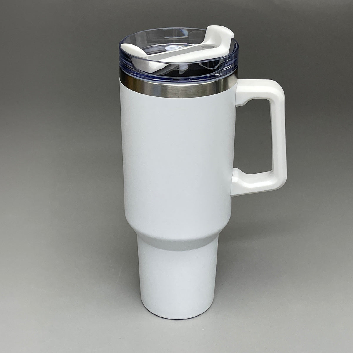 TUMBLER (2 PACK) Insulated Stainless Steel Travel Mug w/ Lid Handle Straw 40 oz White