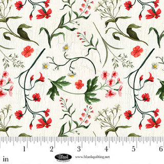 Cameo Appearance Weedy Flowers Ivory Cotton 44"/45" Fabric Per Yard