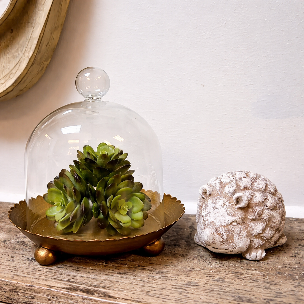 Cloche Candle Holder with Metal Plate