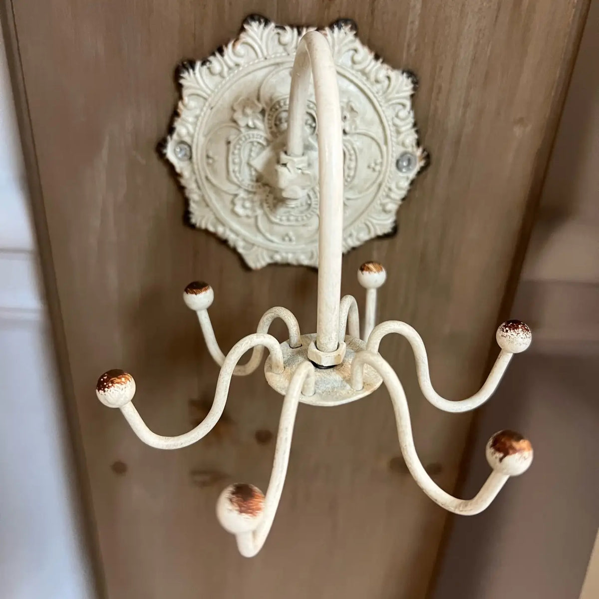 PEWTER HOOK IN DISDRESSED WHITE FINISH