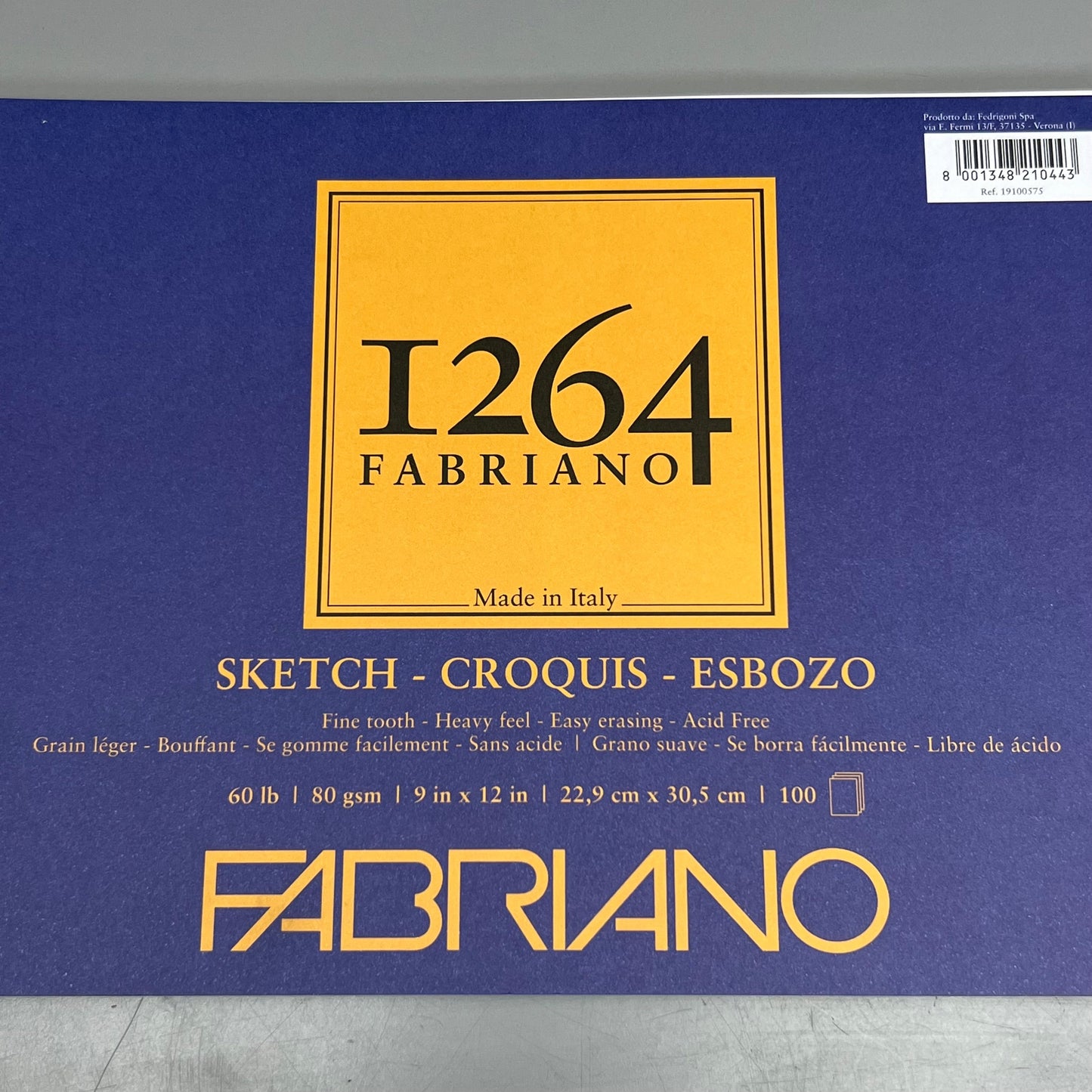 FABRIANO I264 Sketch Paper Pads 9" x 12" ITALY 100 Sheets White