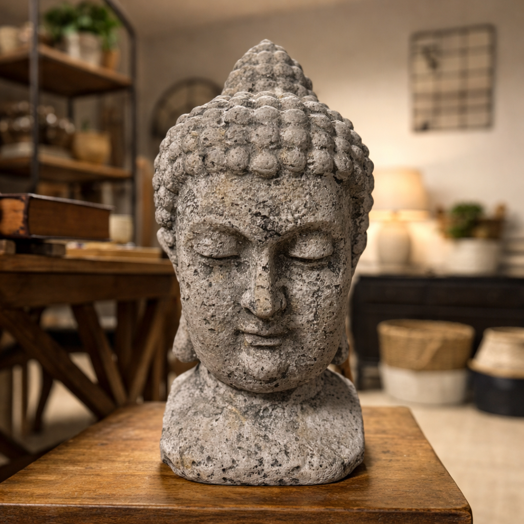 Cement Buddha Head Statue