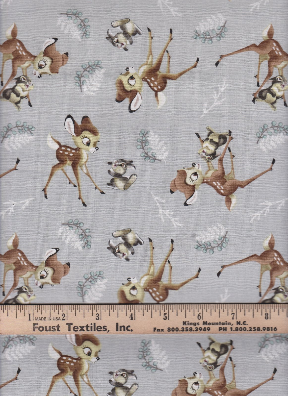 Disney Nursery Bambi and Thumper Toss on White Baby 100% Cotton Price per Yard