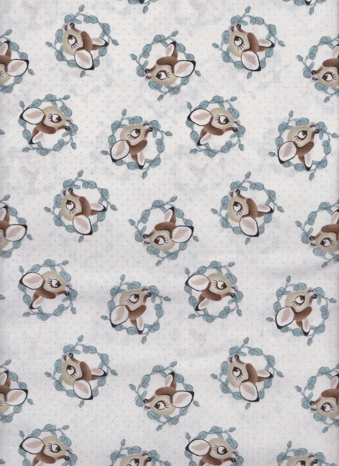 Disney Nursery Bambi Badge Baby on White 100% Cotton Price per Yard