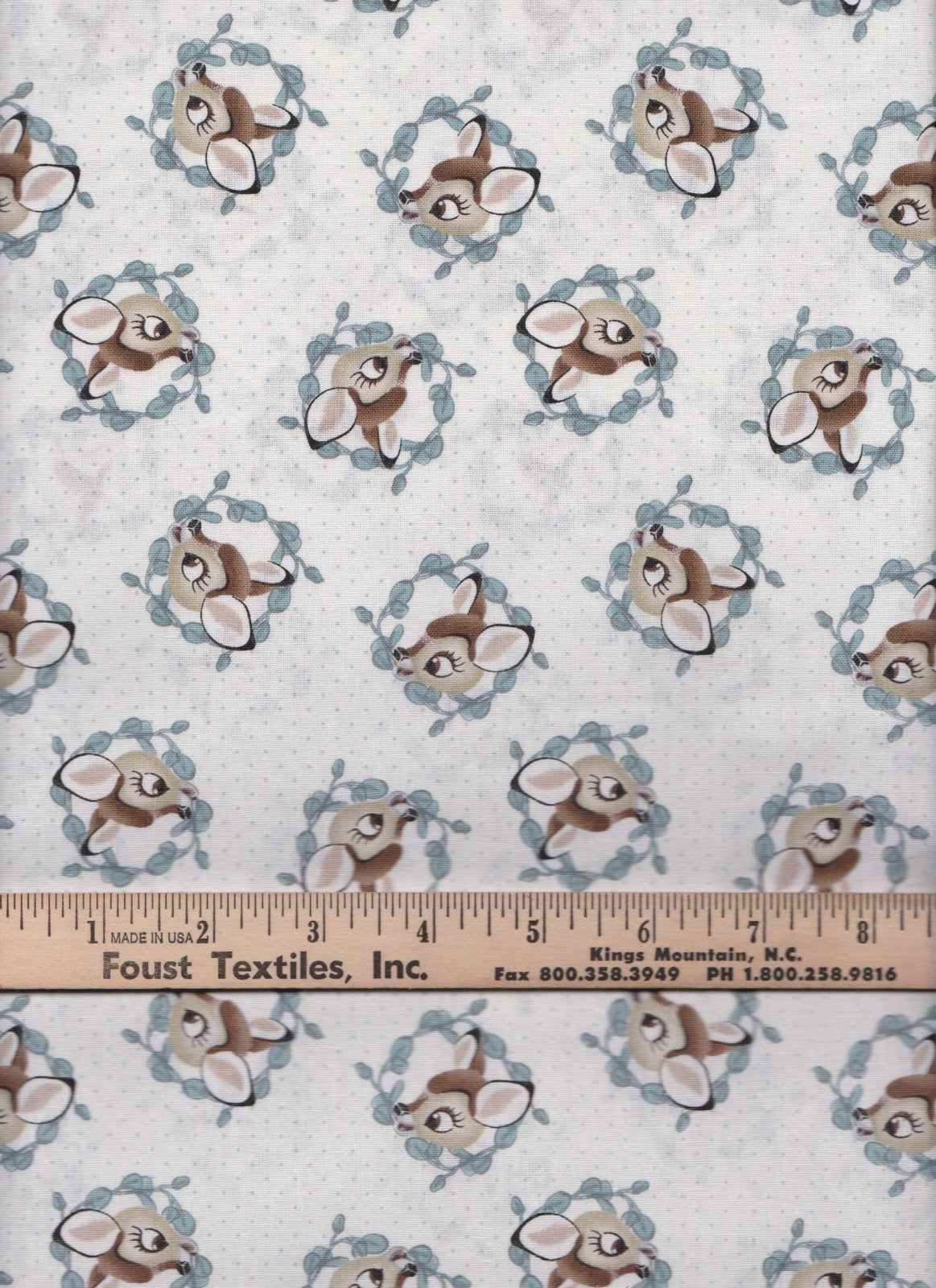 Disney Nursery Bambi Badge Baby on White 100% Cotton Price per Yard
