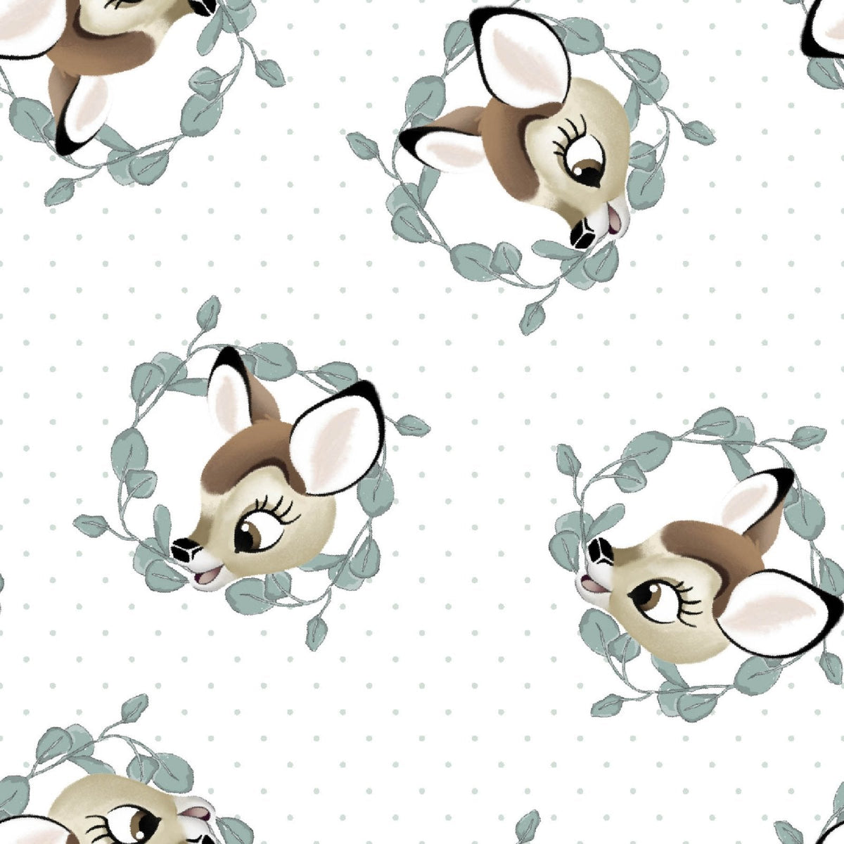 Disney Nursery Bambi Badge Baby on White 100% Cotton Price per Yard