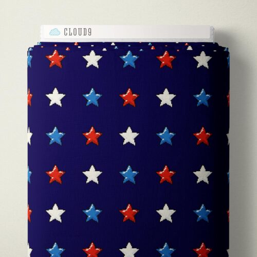 8-Bit Stars Navy Pop Stars QC Cotton 44/45 Fabric Per Yard