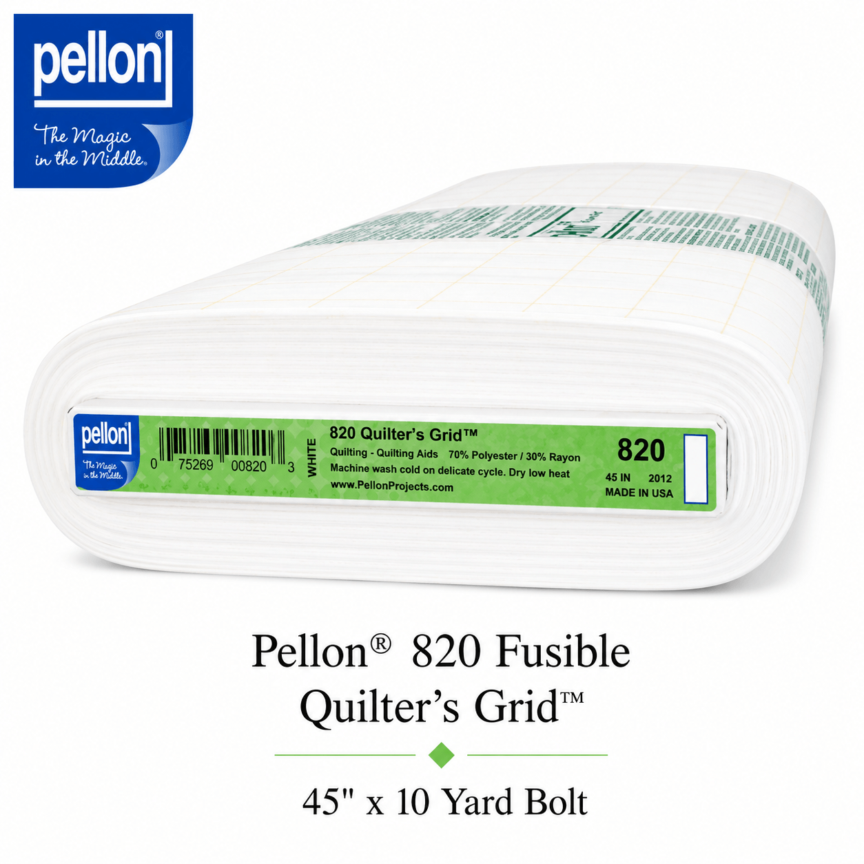 Pellon® 820 Fusible Quilter’s Grid™ – 45" x 10 yard Bolt – White