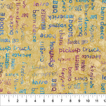 Saddle Up Words Cheese Sauce Cotton 43"/44" Fabric Per Yard