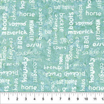 Saddle Up Words Caribbean Cotton 43"/44" Fabric Per Yard