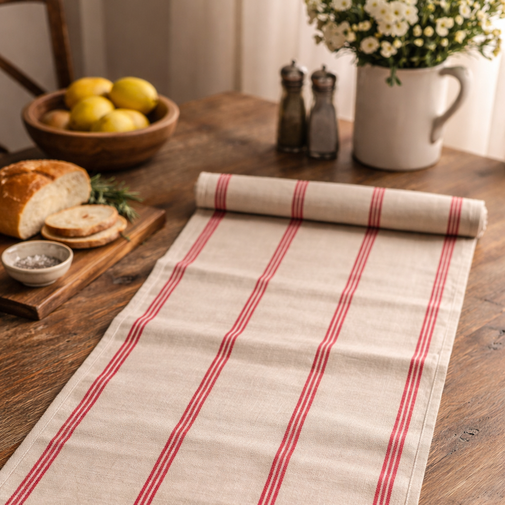 Cotton Red Striped Runner