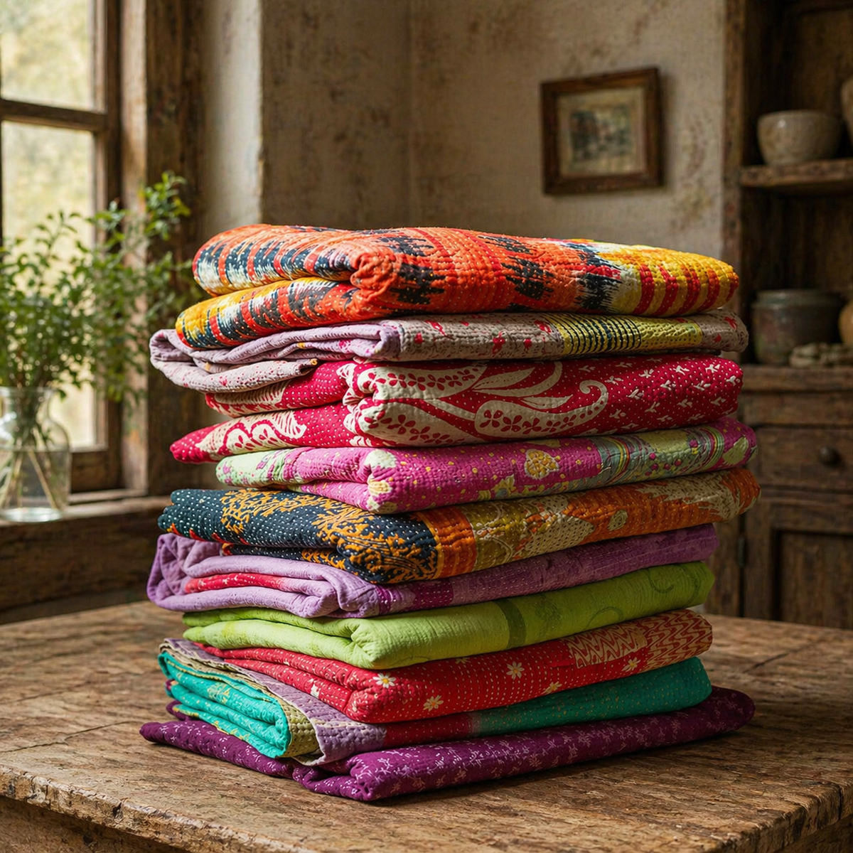 Kantha Stitch Reversible Throw