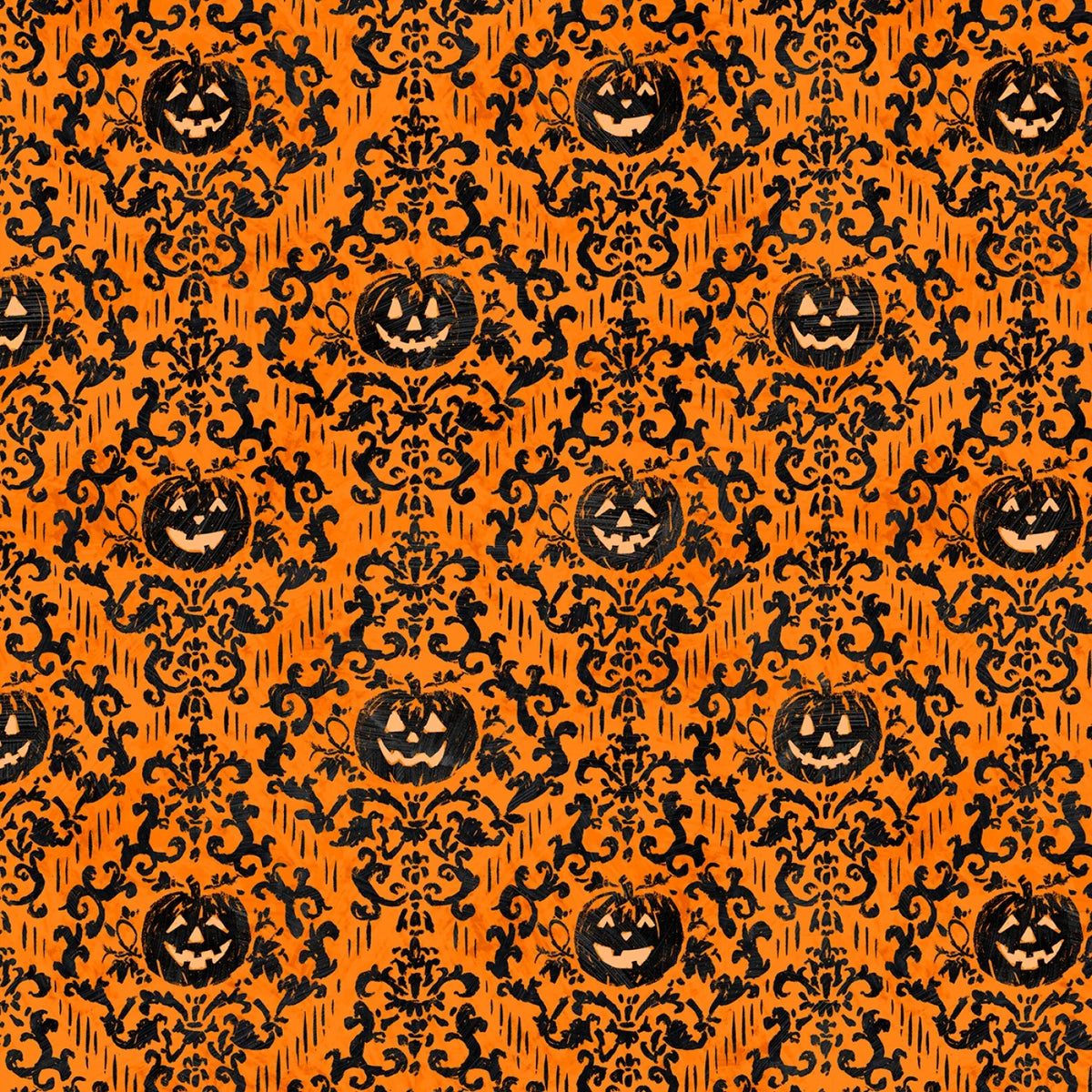 Halloween Pumpkin Damask on Orange