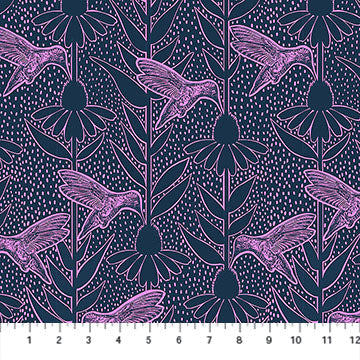 Indelible Ink Humming Navy Cotton 44"/45" Fabric Per Yard