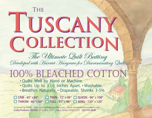 Hobbs Batting Tuscany Bleached Cotton 120in x 120in King