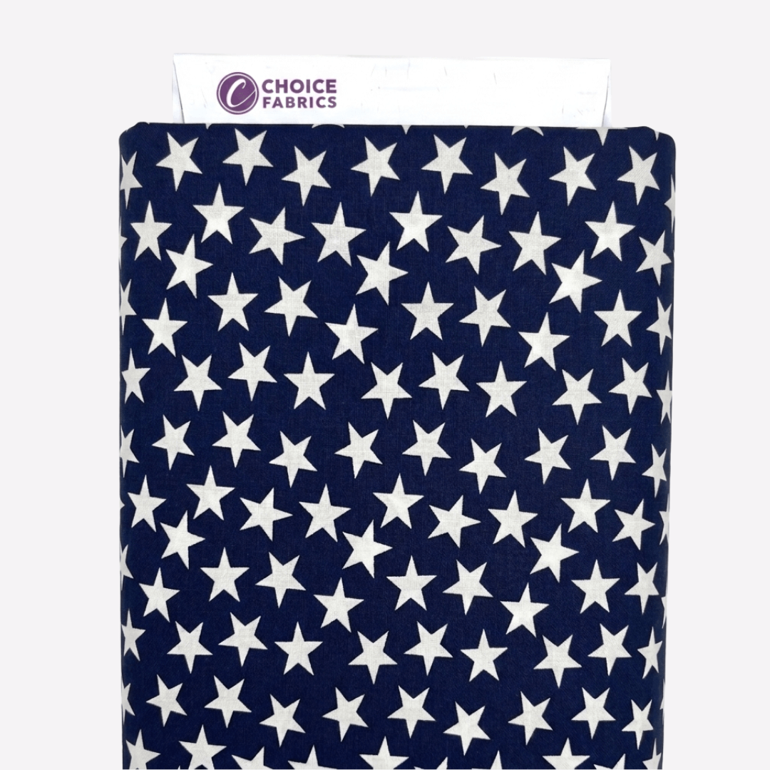 Patriotic Stars 108" Supreme Backings - Large White Stars on Navy (3-Yard Pack)