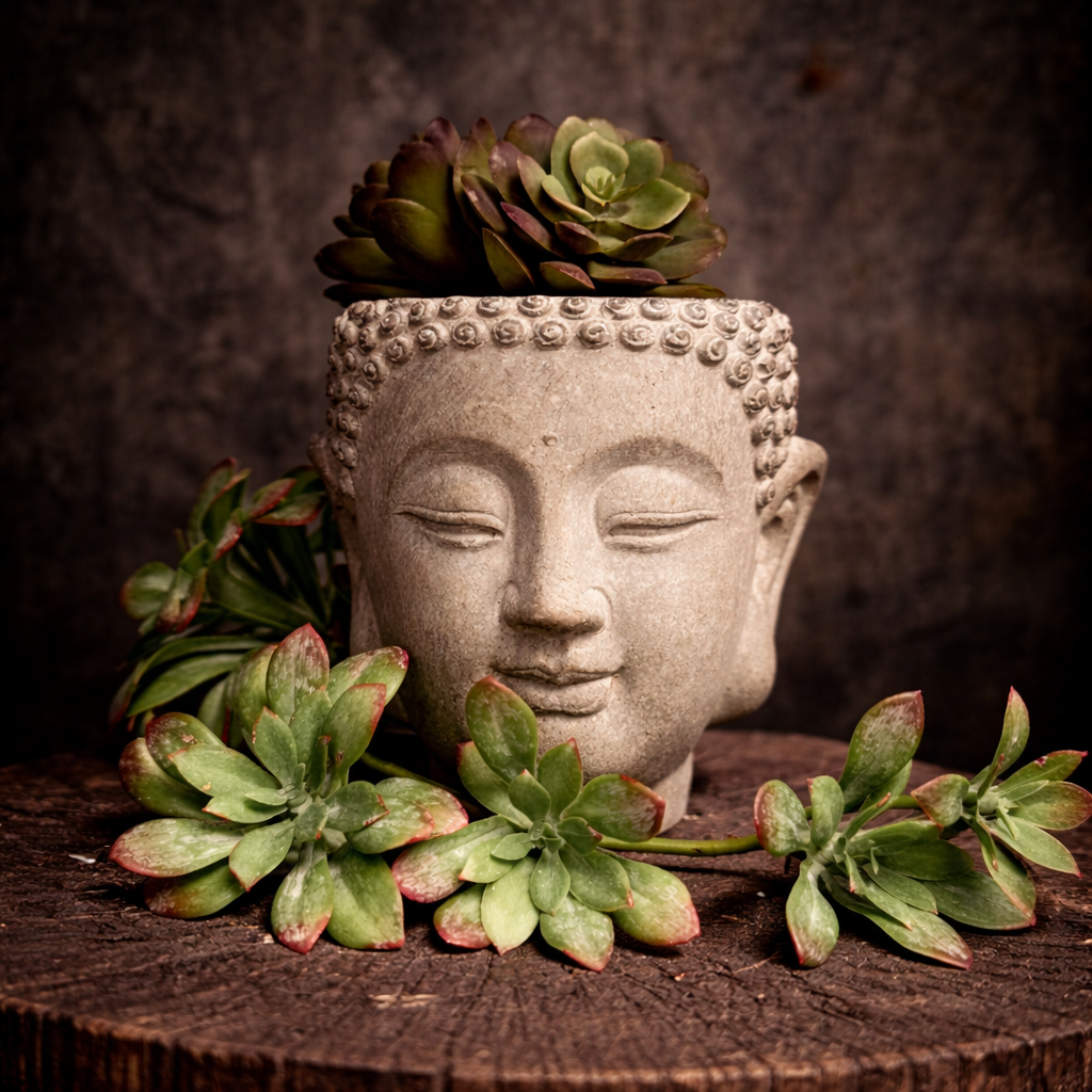 CEMENT WALL MOUNT HANGING BUDDHA PLANTER