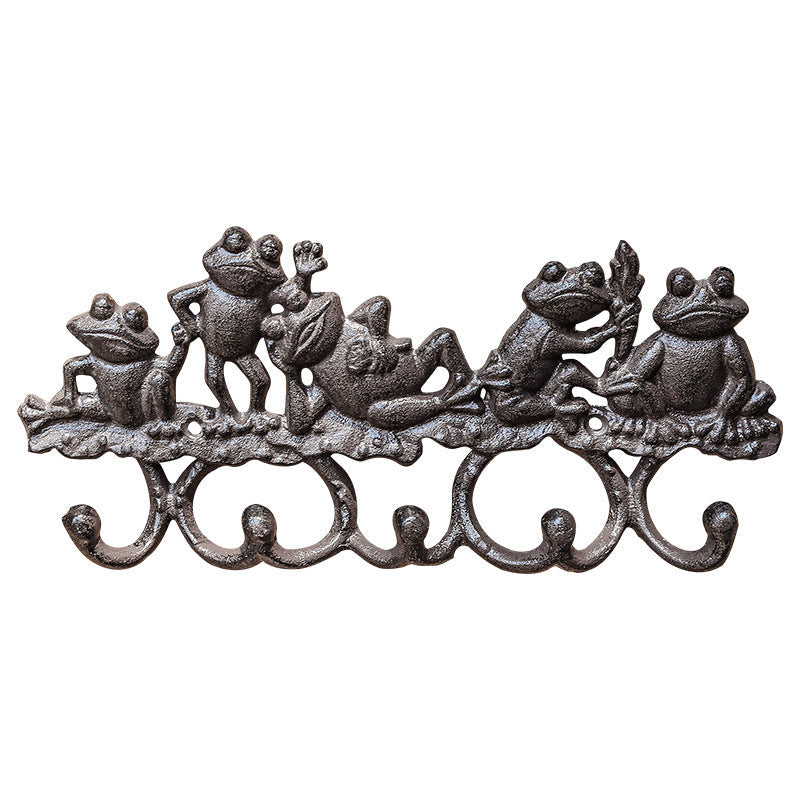 Cast Iron Frog Family Wall Hook Rack