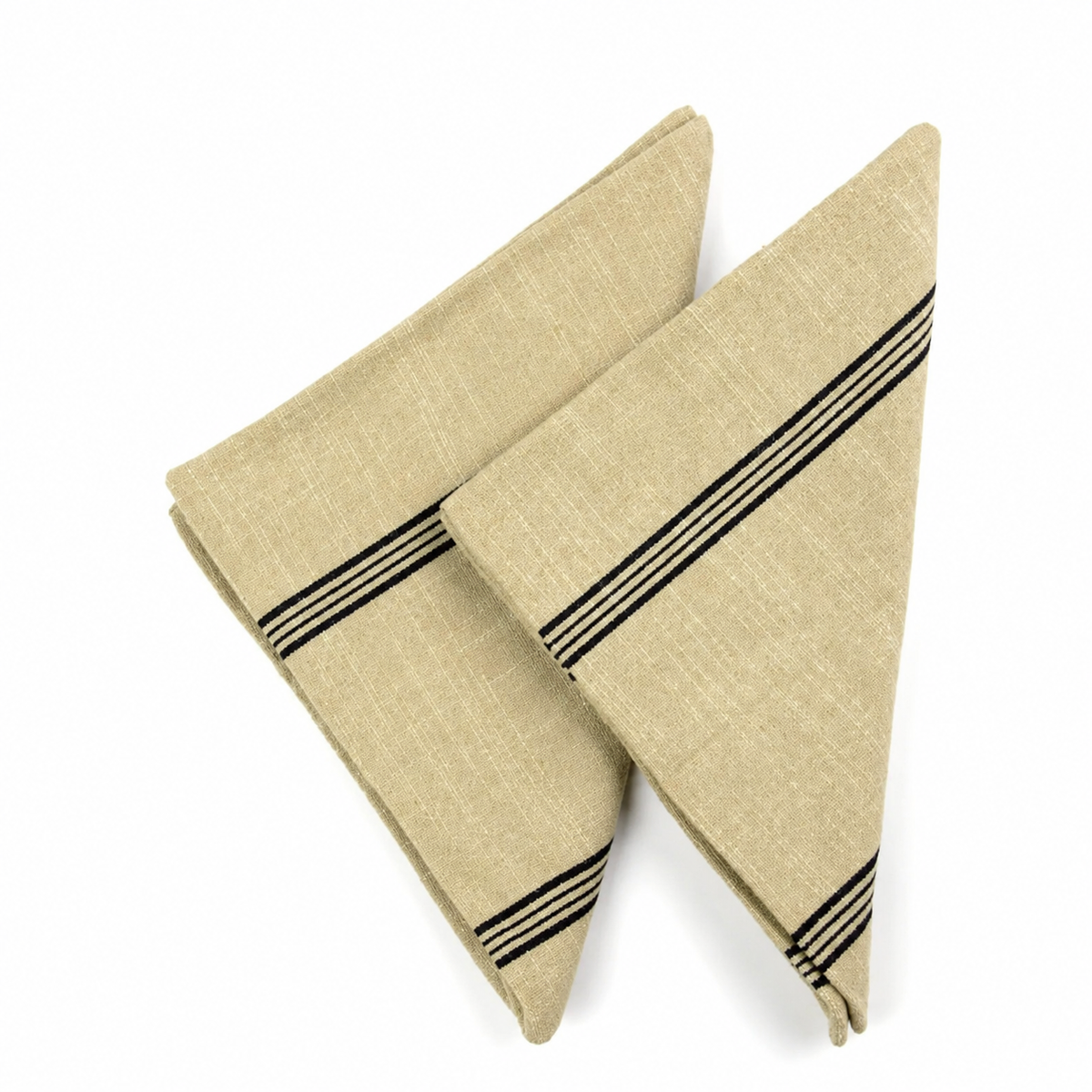Cotton Black and Beige Striped Napkin ( set of 2)