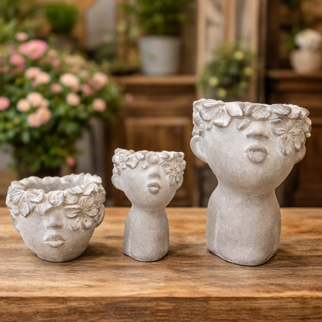 CUTE POUTING GIRL PLANTER