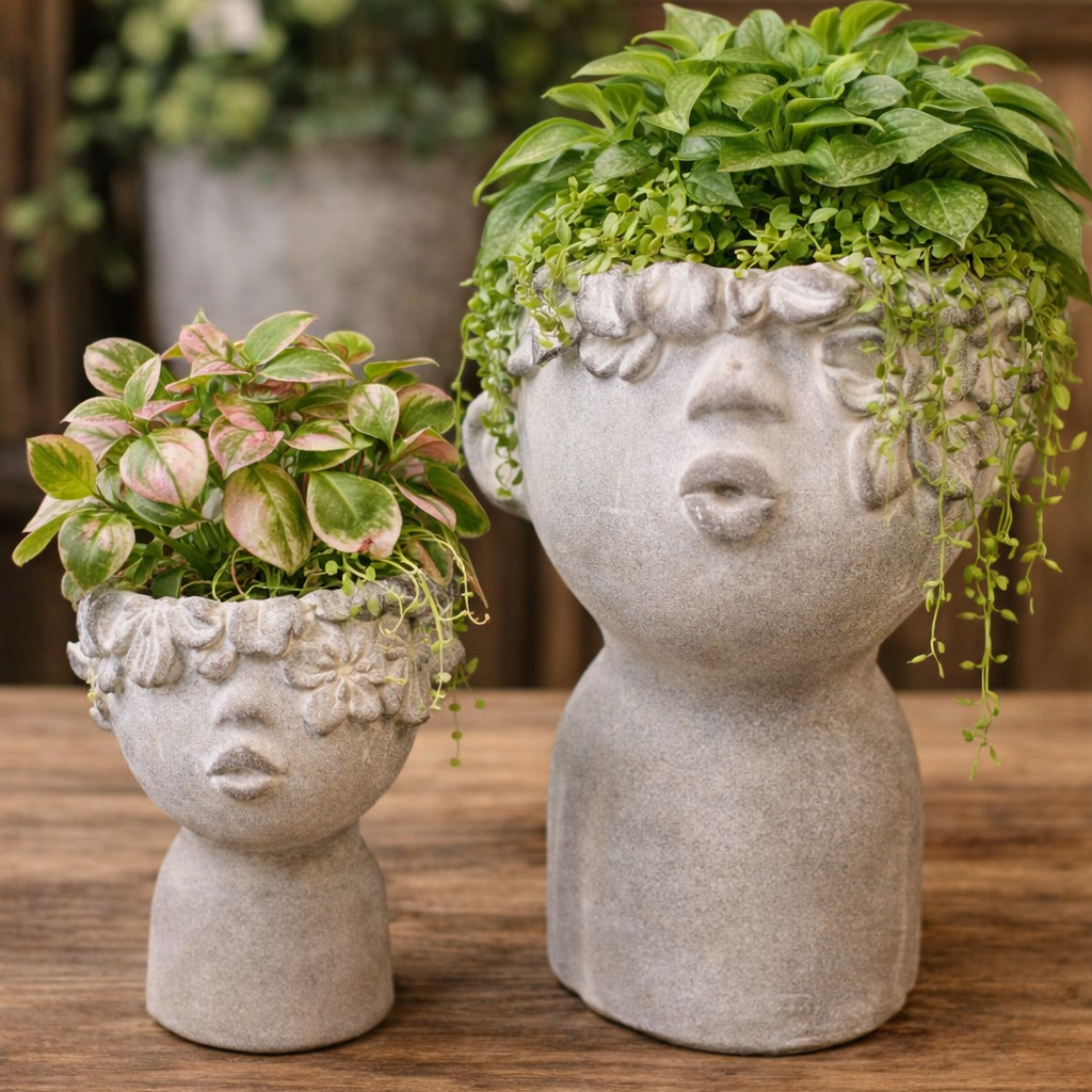 CUTE POUTING GIRL PLANTER