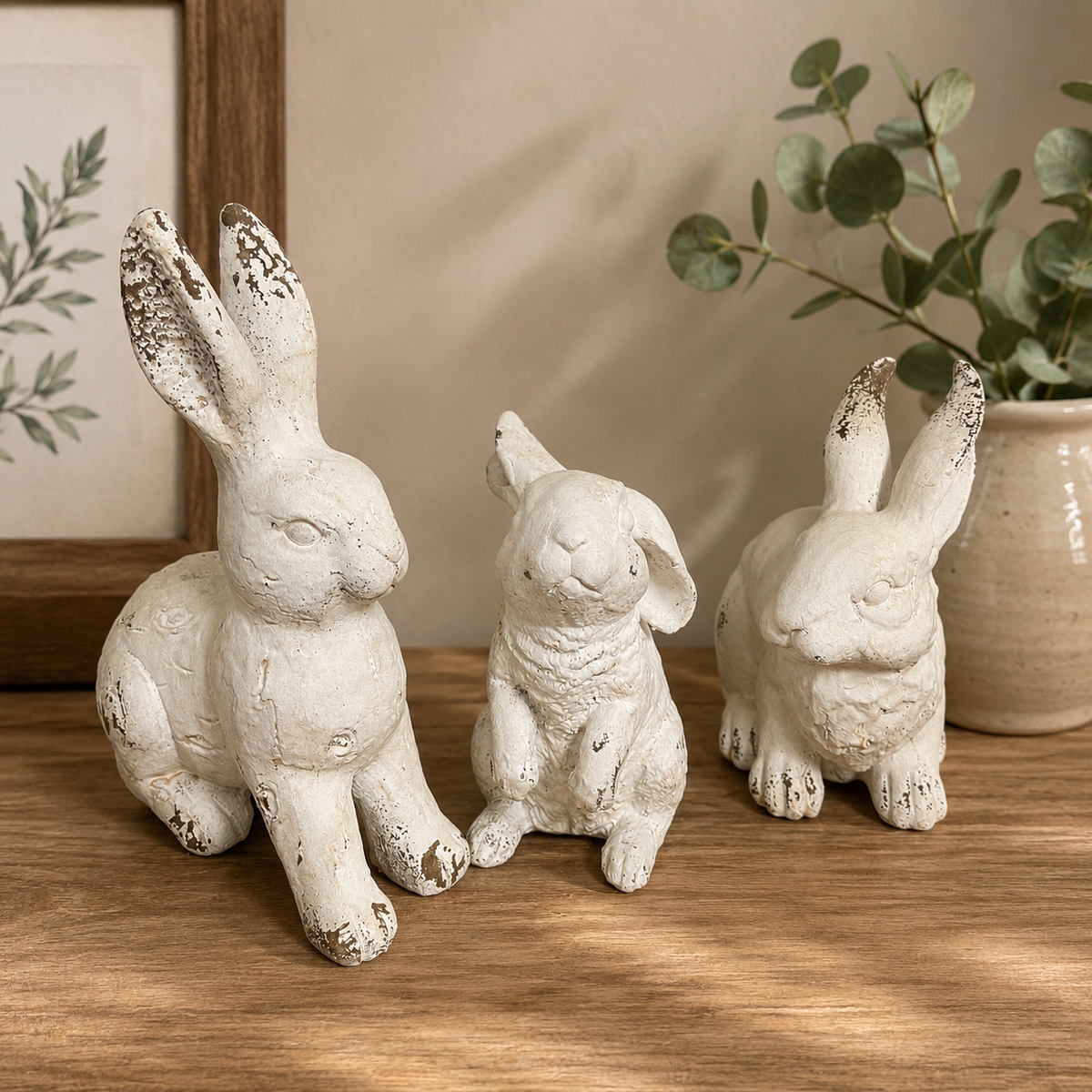 Rustic White Bunny Figurine