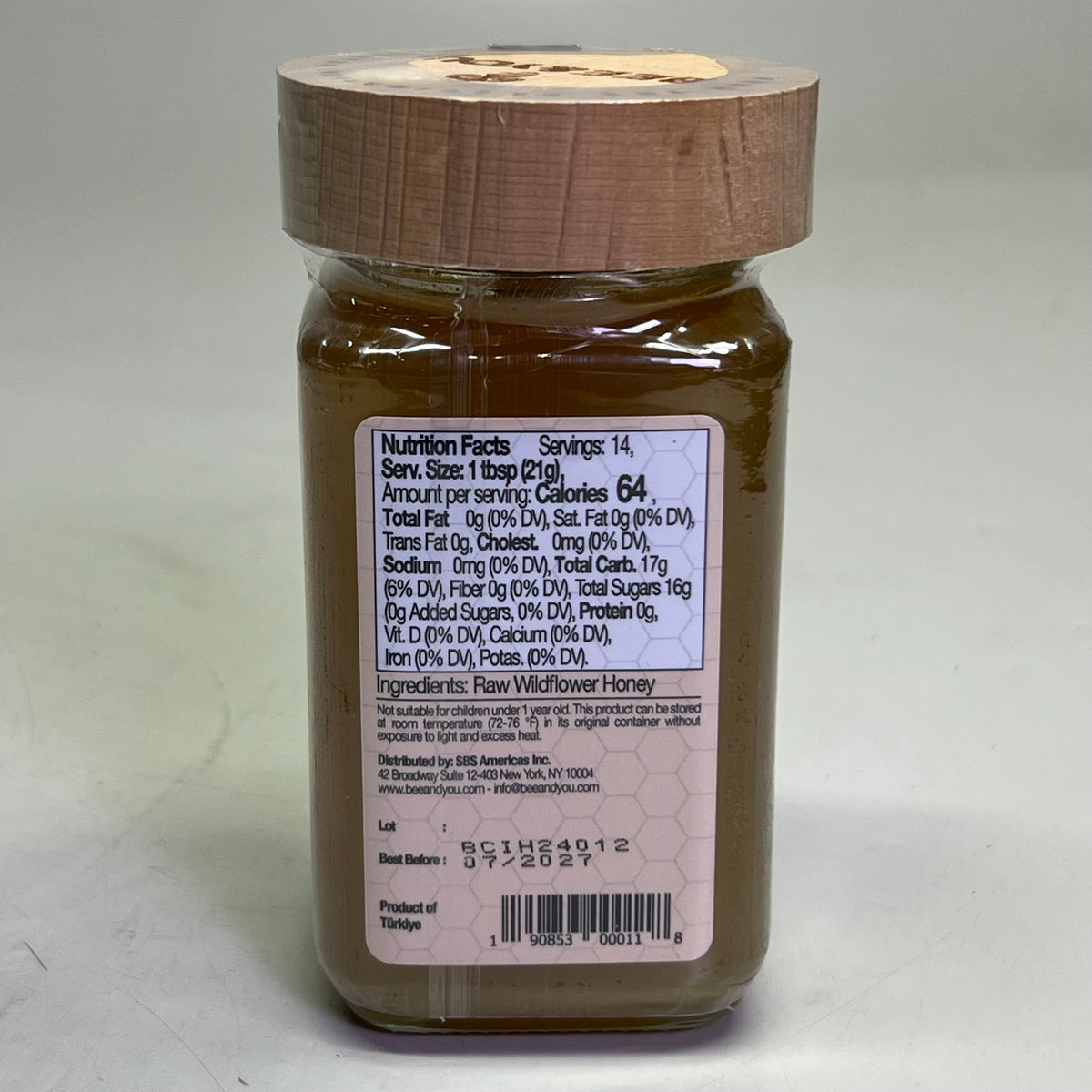 BEE & YOU (6 PACK) Wildflower Raw Honey 10.6 oz Brown BB 07/27