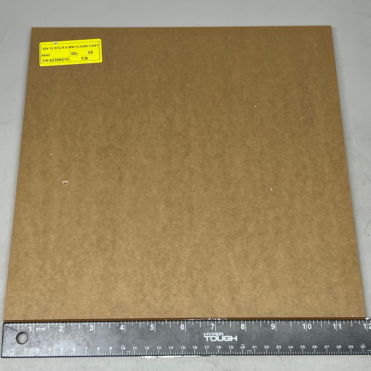Clear Plexiglass Acrylic Plastic Piece 2PK! .354 X 12" X 12" Paper Masked FA-62358210